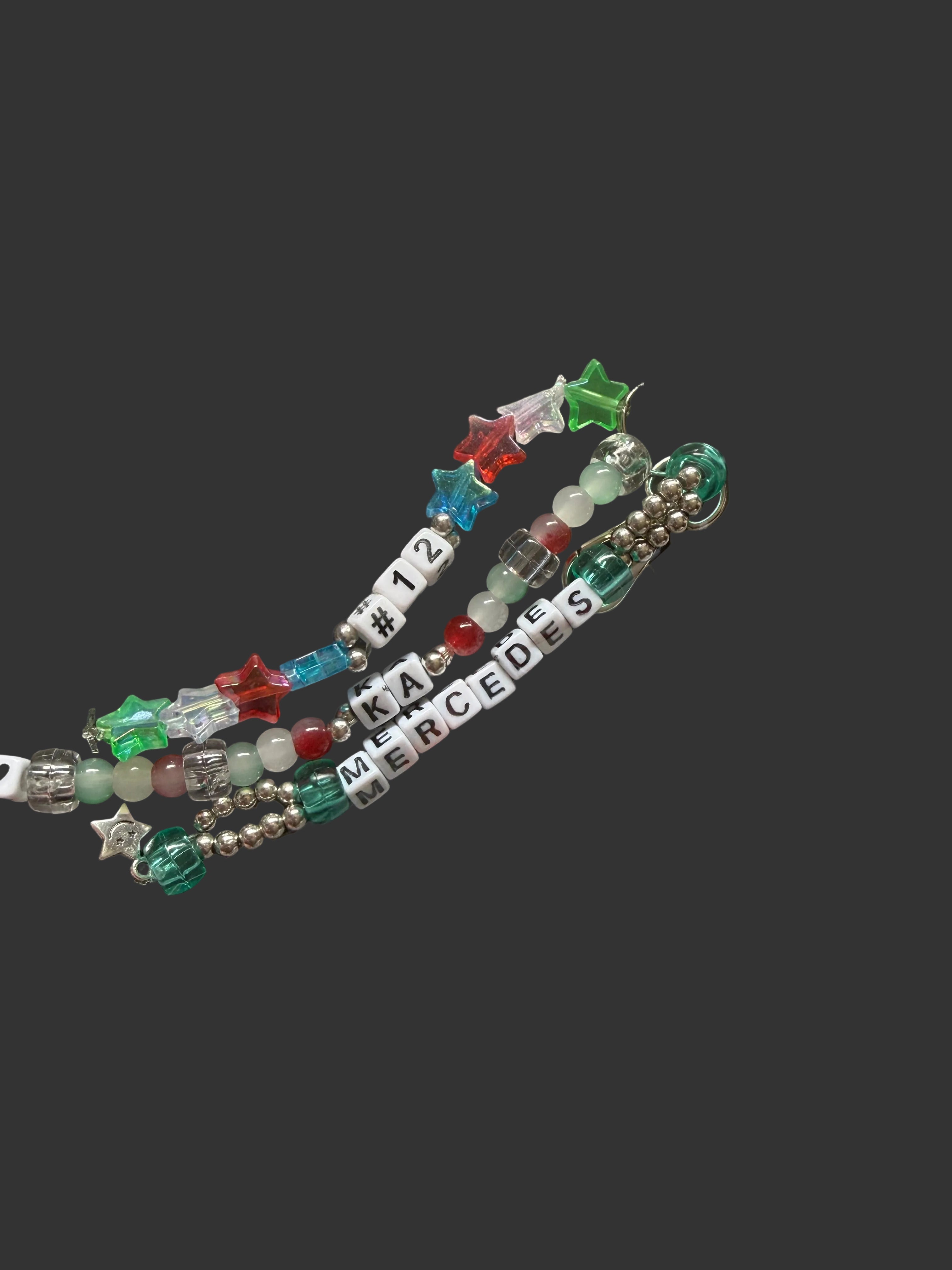 Formula 1 bag charms, hand beaded Driver bag charm keyrings.