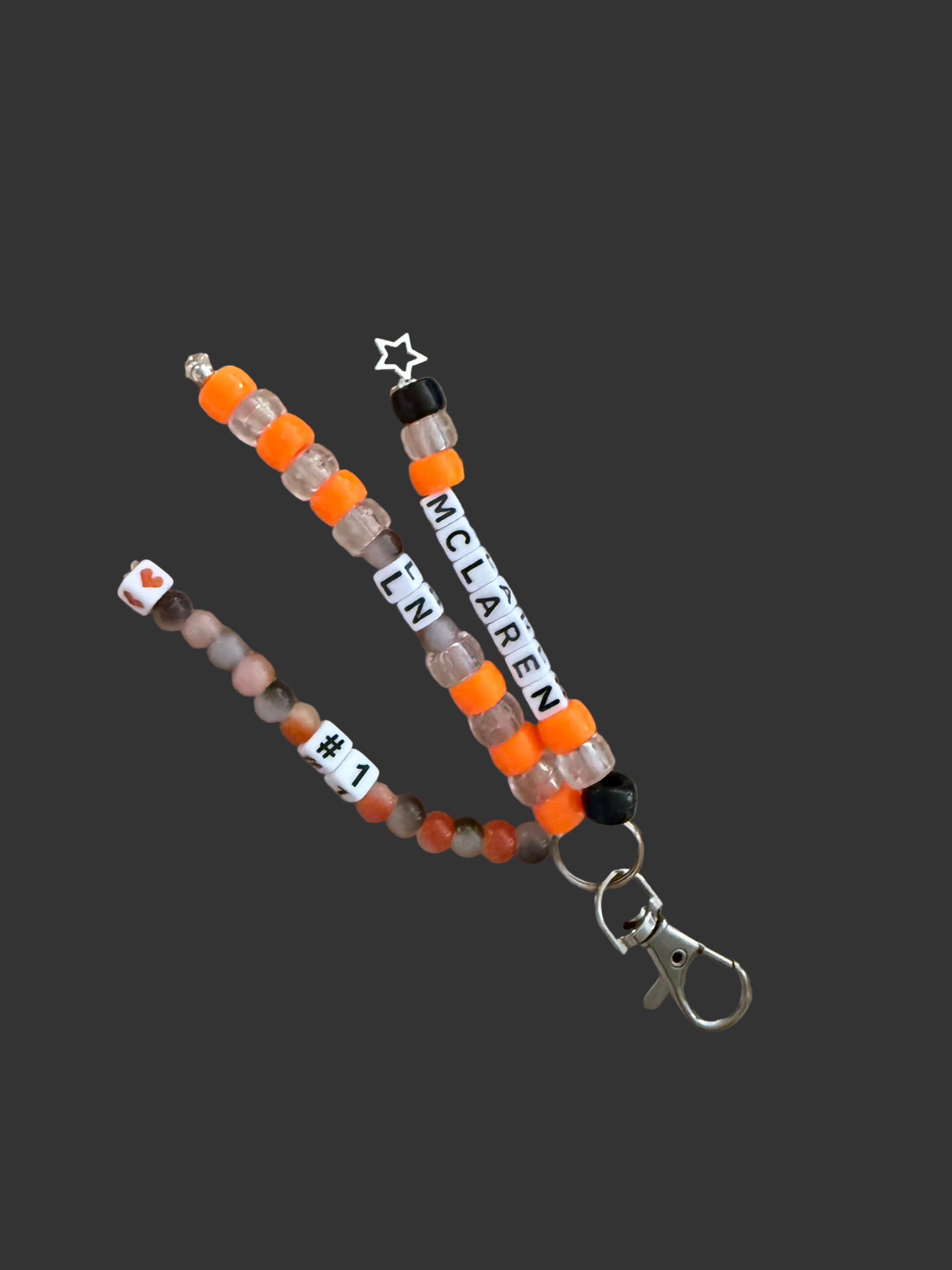 Formula 1 bag charms, hand beaded Driver bag charm keyrings.