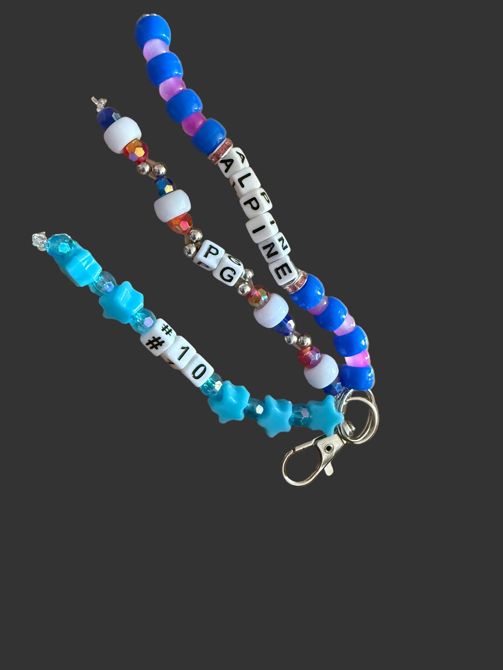 Formula 1 bag charms, hand beaded Driver bag charm keyrings.